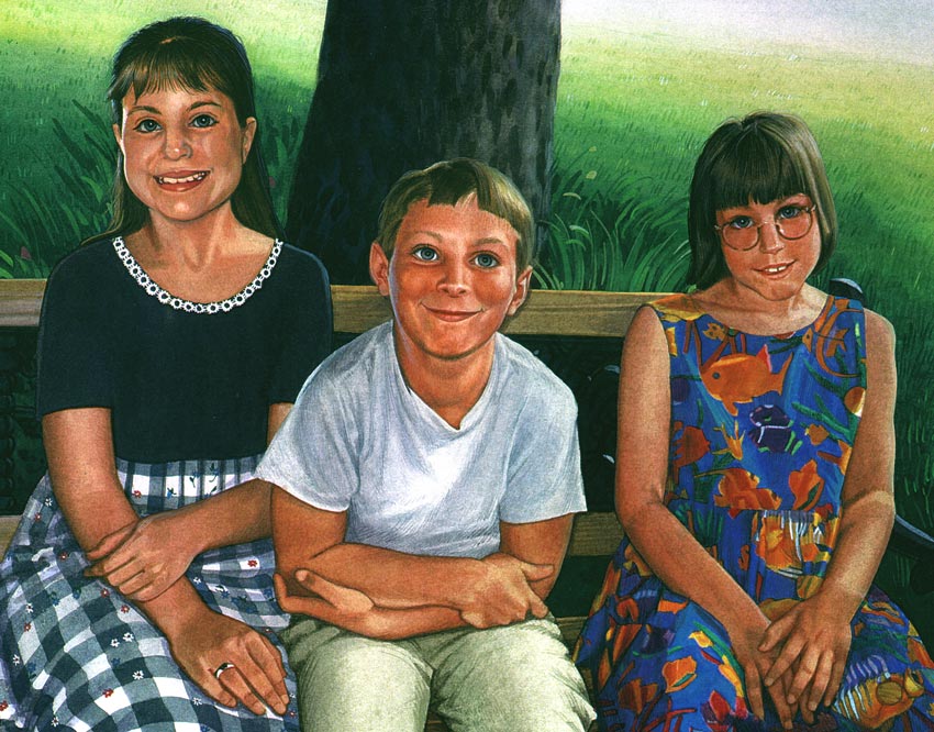 Gouache Portrait of Dr. Wolf's Kids - Detail