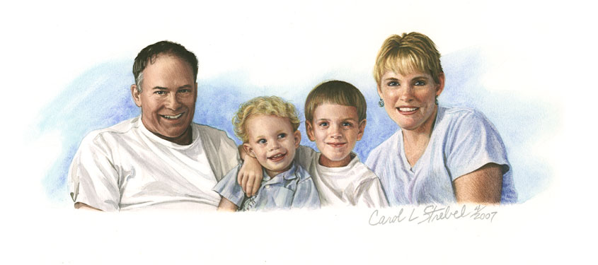 Gouache Mini In-A-Line Portrait of Emark Family