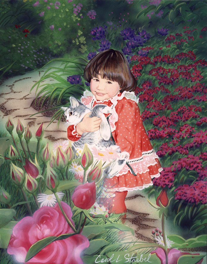 Gouache Portrait - Sarabeth in fantasy garden